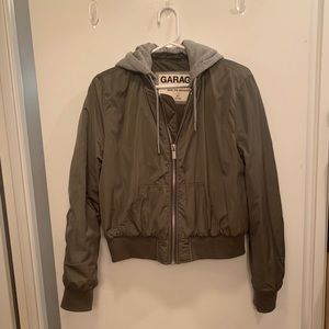 Bomber Jacket with Removable Hood